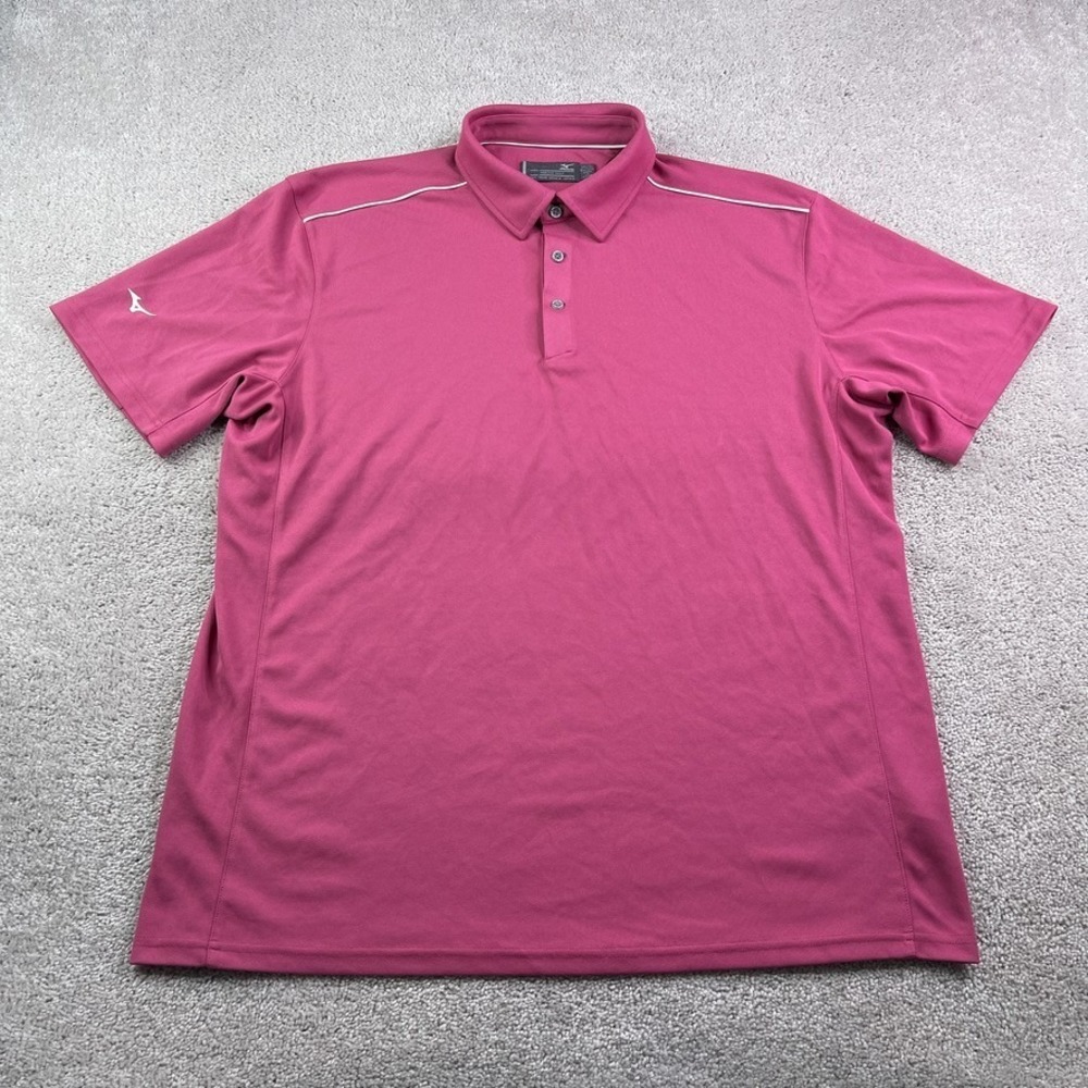 Mizuno Golf Polo Shirt Mens XL Pink Performance Lightweight Golfing